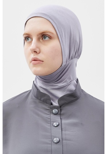 Kadın Tesettür Pratik Boyunluklu Hijab - Sporcu Bone Gri