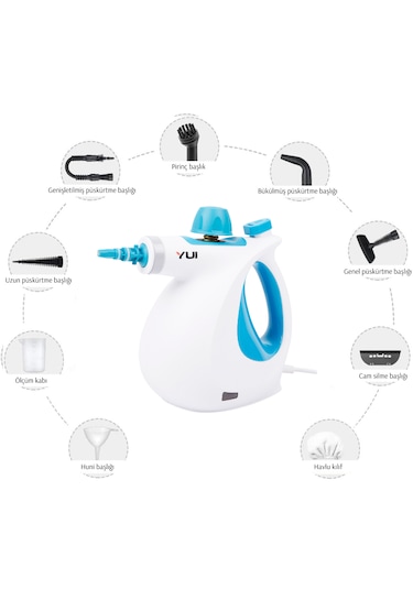 Yui NV602 Mini Steam Cleaner Çok Fonksiyonlu 9 Parça Buharlı Temizlik