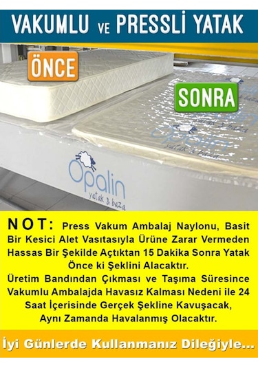 Uzunbebe 90X180 Tek Kişilik Yatak Opalin Aloevera Ortopedik Yaylı Yatak