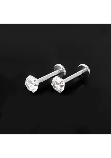 Suntek 2x Kristal Rhinestone Burun Yüzük Kemik Damızlık Gümüş