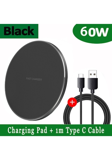 60w Hızlı Qi Kablosuz Şarj Aleti Pedi İphone Uyumlu 13 12 11 X Pro Max Samsung Galaxy S21 S20 S10 S9 S8 Xiaomi Kablosuz Şarj Pedi
