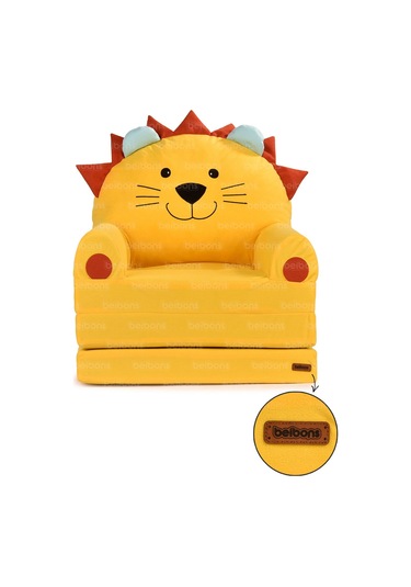 Portatif Katlanabilir Sevimli Çocuk Koltuğu - 3 Katlı Çocuk Yatak Koltuk - Taşınabilir Bebek Koltuğu Sarı