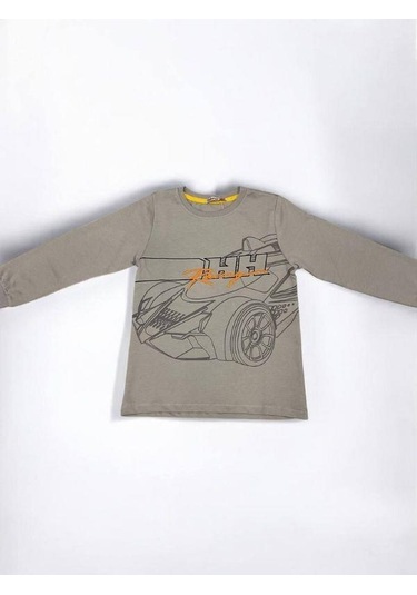 Erkek Çocuk Racing Sweatshirt-14666 Gri