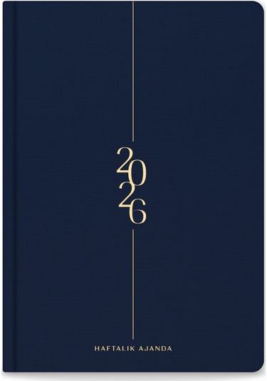 2026 A5 Keten Haftalık Ajanda 12 Aylık Lacivert Lacivert
