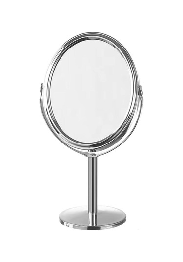 Sonx Oval Masaüstü Ayaklı 360 Dönebilen Çift Taraflı Büyüteçli Krom Ayna 18x10cm Siyah