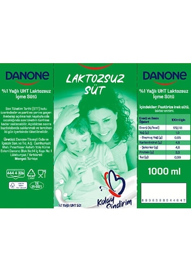Danone Laktozsuz Süt 1 Lt X 6 Adet