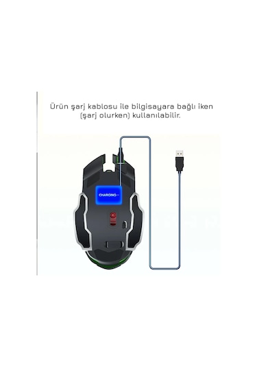 UpWay TW-Q13 2400 DPI Sessiz Kablosuz RGB Oyuncu Mouse