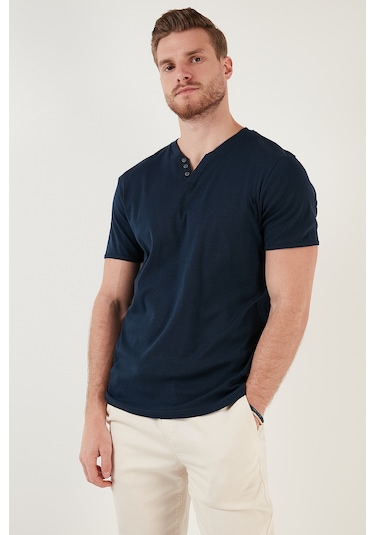 Buratti Pamuklu V Yaka Slim Fit Erkek T Shirt 5902122 Indigo