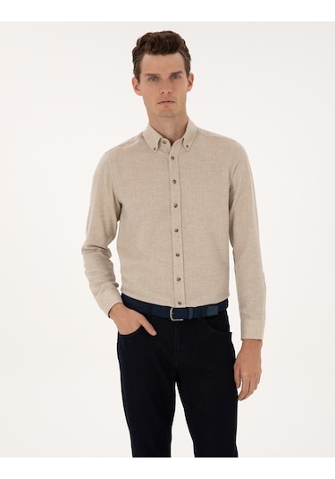 Pierre Cardin Erkek Bej Gömlek Desenli 50316768-vr011 Bej
