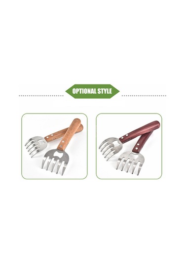 Xiyyadms Paslanmaz Çelik Et Pençesi - Uzun Ahşap Saplı, Kaymaz Tutuşlu, Kolay Temizlenir Bbq Ve Et Ayırma Aleti Diğer