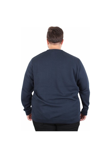 Starbattal Büyük Beden Bisiklet Yaka Cepli Sweat Double Face Pike 25702 Lacıvert Lacivert