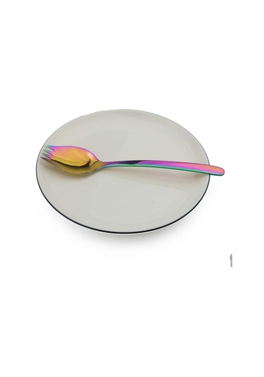 Çok Renkli Çok Renkli Salata Çatalları Siyah Gökkuşağı Çatal Bıçak Kaşık Seti Ayna 18/ Paslanmaz Çelik Sporks Meyve Çatal 56471333 Çok Renkli