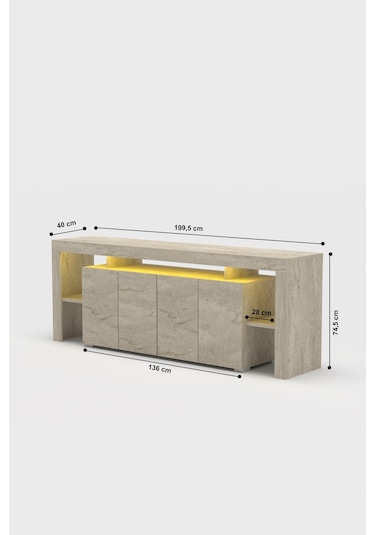 Kale Ledli Konsol 200 Cm Traverten