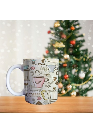 Kahve Porselen Kupa 582 Beyaz