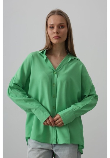 Geniş Manşet Detaylı Gömlek - A.yeşil Yeşil