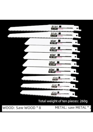 Suofeng 10'lu Çok Amaçlı Gergin Testere Bladesi - Ahşap, Metal Ve Plastik Kesimi İçin İnce Ve Kalın Dişli Profesyonel Testere Uçları Seti