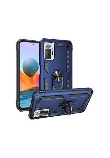Xiaomi Redmi Note 10 Pro Kılıf Tank Zırh Yüzüklü Mıknatıslı Standlı Kapak Vega