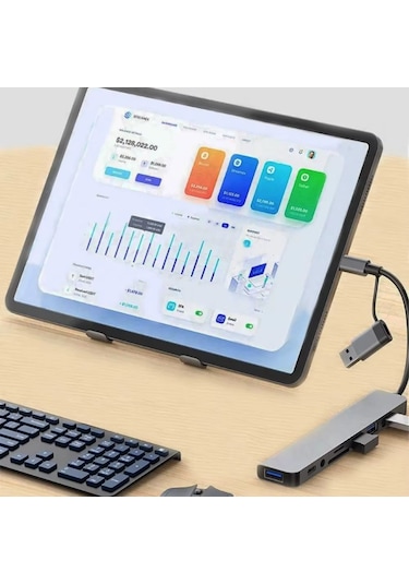 8 İn 1 Usb Çevirici Notebook Macbook Type-c Uyumlu Görüntü Aktarıcı Hub 5570