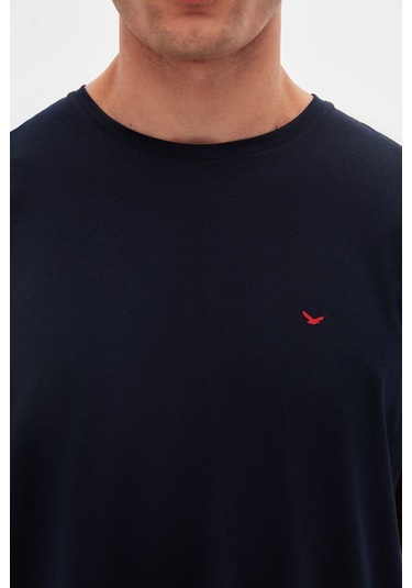 Ds Damat Regular Fit Lacivert Düz Nakışlı %100 Pamuk T-shirt 4hc140632006m Lacivert