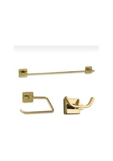 İsaoğlu Yapı Gold Banyo Aksesuar Seti Havluluk Kağıtlık Bornozluk Altın Komple Pirinç Malzeme Banyo Havluluk Gold