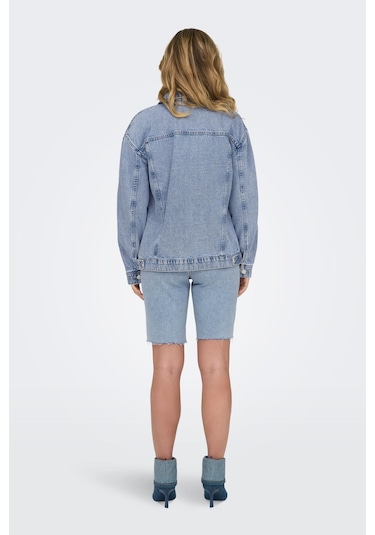 Only 15290378 Onlocean L/s Oversıze Jkt Dnm Noos Kadın Ceket Light Blue Denim