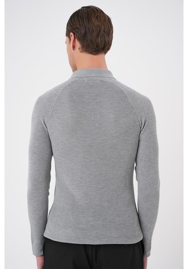 Tr 878 Triko Slim Fit Gri Basic Gri