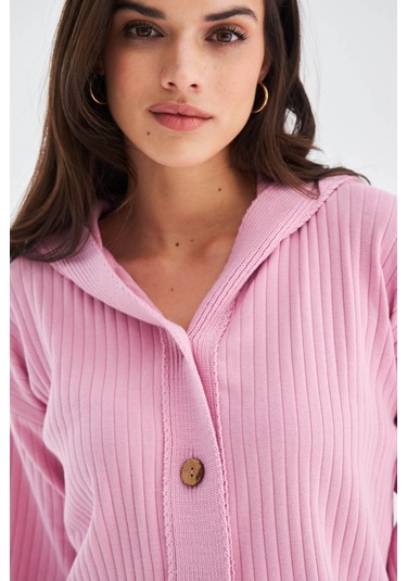 Peraluna MUJO CARDIGAN & SHORTS %100 Pamuk Kadın Triko Şort Takım Şeker Pembe