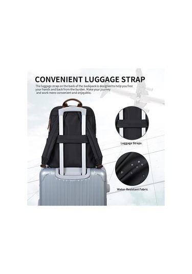 Kangvka Kadınlar İçin 15 İnç Laptop Çantası - İş, Seyahat, Üniversite İçin Organize Bölmeli, Su Geçirmez, Dayanıklı Moda Sırt Çantası Aynı Siyah