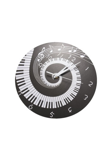 Goldenqian 2x Zarif Piyano Tuşu Saat Müzik Notaları Dalga Yuvarlak Modern Duvar Saati Siyah + Beyaz Akrilik Olmadan 6lbqrj Beyaz