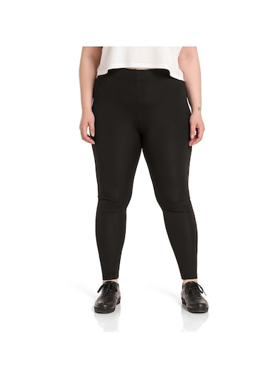 Büyük Beden Beli Lastikli Bilek Hizasında Siyah Bayan Tayt