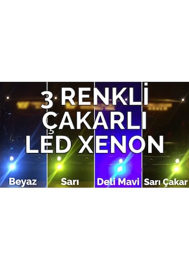 Hb39005 3renk Şimşek Etkili Led Xenon Mavi-sarı Beyaz Sarıçakarlı