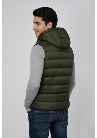 Erkek Kapüşonlu Spor Yelek 4300 Bgl-st04895 Haki