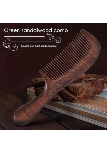 Unisex Sandal Ağacı Tarak Kadın Erkek Ev Seyahat Ahşap Anti-statik Ince Diş Tarak Ahşap Saplı Saç Tarağı