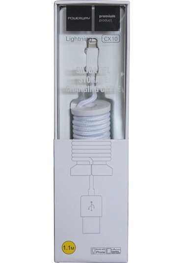 Powerway CX10 Lightning Örgülü Hızlı Şarj Kablosu 1.1 M  Beyaz