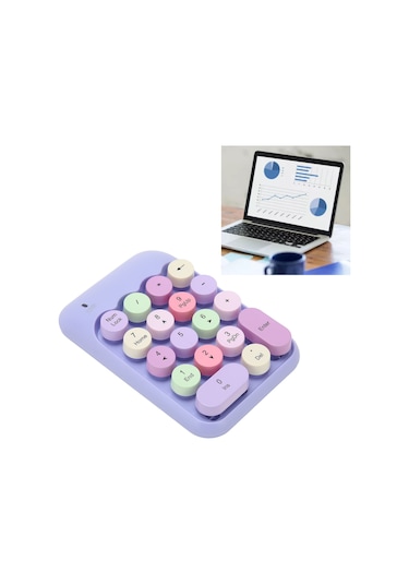 Shineyee 18 Tuşlu Kablosuz Numara Klavyesi, 2.4ghz Kablosuz, Sessiz Tip, Retro Renkli, Minik Tek El, Hesaplama Ve Excel İçin, Usb Alıcı, Abs Malzeme, Bilgisayar Uyumlu Pil Dahil Değil -奶茶色混彩
