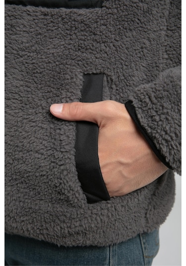 Jose Erkek Dik Yaka Peluş Mont Gri-21094 Antrasit