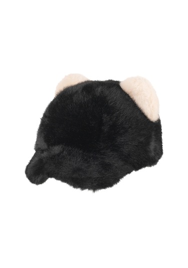 Suyutti K24440-07 Bayan Kürklü Siperli Şapka Siyah