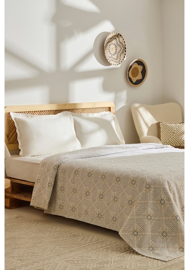 Kaşmir Home Asta %100 Pamuk Çift Kişilik Pike Gri Gri