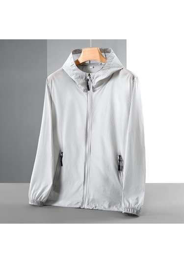 Yaz Güneş Koruma Giyim Erkek Kadın Ultra Ince Artı Boyutu Güneş Koruyucu Ceket Çiftin Çabuk Kuruyan Ceket Gri