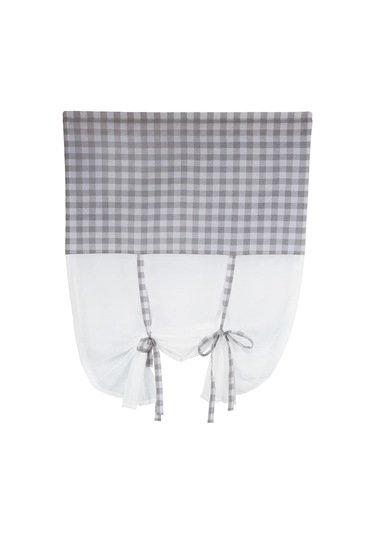 Naturel Potlu Ekose Tül Perde Retro Gri