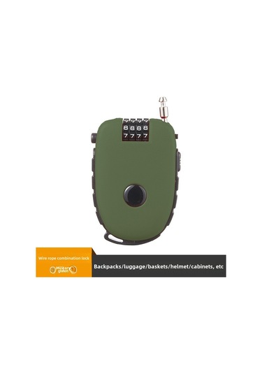 Springsun Askeri Yeşili Motosiklet Kask Kilit, 4 Haneli Şifreli Geri Çekilebilir Çelik Tel, Elektrikli Bisiklet Anti-hırsızlık Kilit C32 Modeli