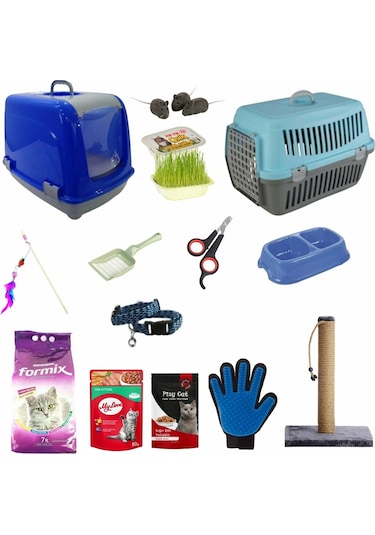 Kapalı Kedi Tuvaletli Kedi İhtiyaç Seti 14'lü