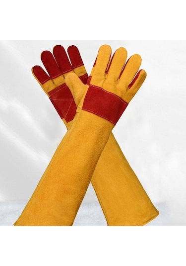 Trendooze Homyl Hayvan Eldivenleri, 60cm, Kırmızı Pu Deri, Eğitim Eldiveni