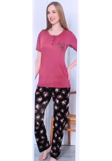Miss Melina Bambu Kısa Kol Kadın Pijama Takımı Gülkurusu