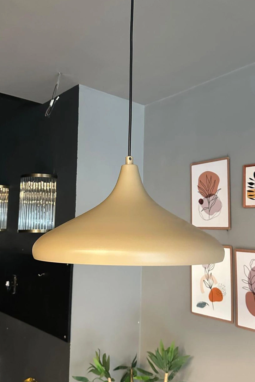 Champion Bej Tekli Avize Kafe Iç Mekan Salon Oturma Odası Mutfak Yatak Odası Sarkıt Modeli Bej