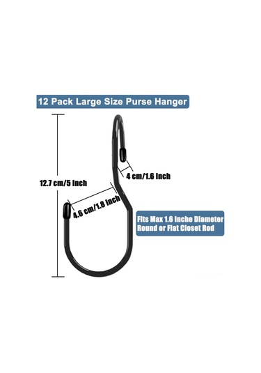 Dianziye Siyah Dolap Dönüşümlü Kanca Seti Çanta Ve Aksesuar İçin 12 Adet Dayanıklı Kauçuk Kaplama İle 5 İnç Uzunlukta Çift Açık Bölmeli