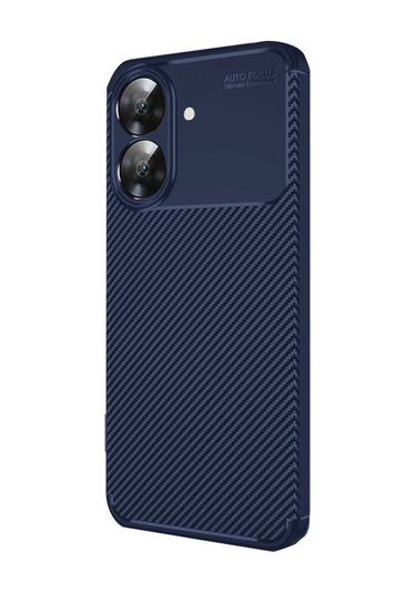 Realme Note 60 Kılıf Focus Carbon Desen Silikon Arka Kapak Lacivert