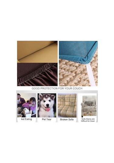 Sones 145-185cm Dört Mevsim Düz Renk Elastik Tam Kapsama Kaymayan Kanepe Örtüsü Mor