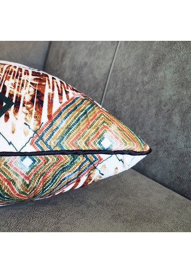 Ju Yaratıcı Tasarım Biyeli Yastık Kırlent Kılıfı Desenli Yeşil