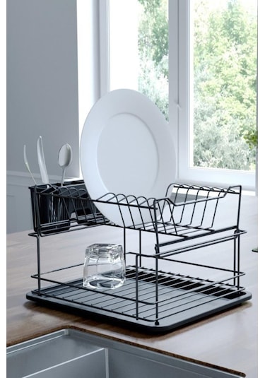Geseus Home İki Katlı Modüler Tabaklık Bulaşıklık Mat Siyah Kb10s Siyah